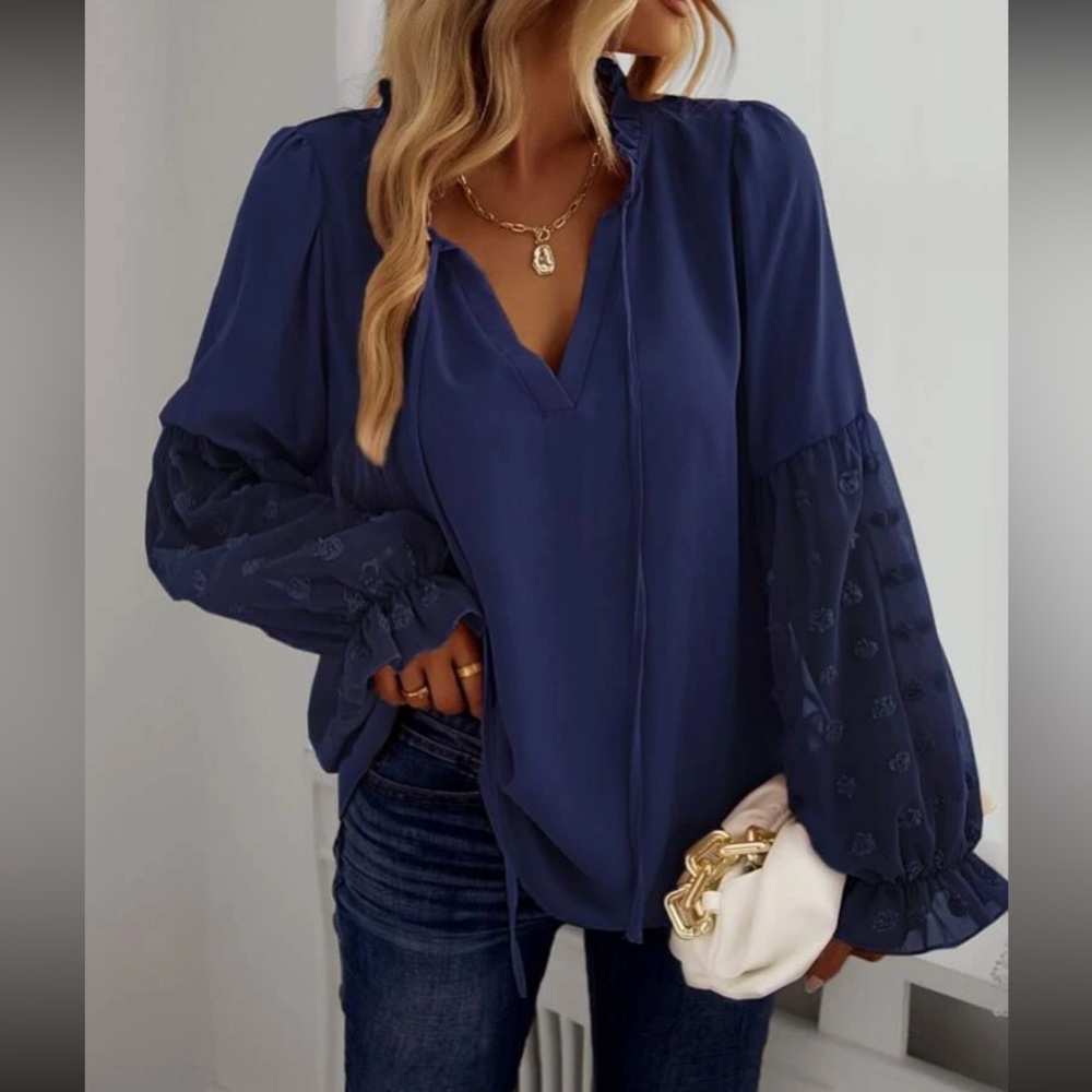 Boho Swiss Dot Oversized Blouse - Picture 9 of 16